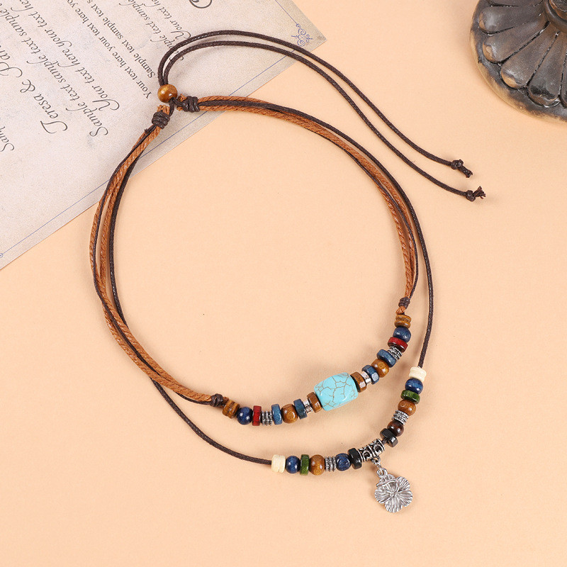 Dây chuyền xương đòn retro với thiết kế handmade và phong cách dân tộc hai lớp spike mặt dây