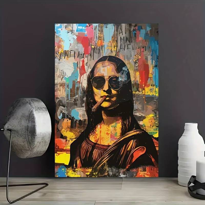 Thú Vị Mona Lisa Sáng Tạo Màu Nước Tranh Canvas Graffiti Ngộ nghĩnh Áp Phích Treo Tường Nghệ Thuật Hình Ảnh Phòng Khách Trang Trí Nhà Quà Tặng