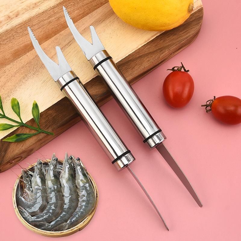 [Bộ 2 Chiếc] Dụng Cụ Bóc Bỏ Tôm,Cạo Vảy Cá Đa Năng Có Thiết Kế Hai Đầu Bằng Thép Không Gỉ, Cây Lột Vỏ Tôm, Lấy Chỉ Tôm