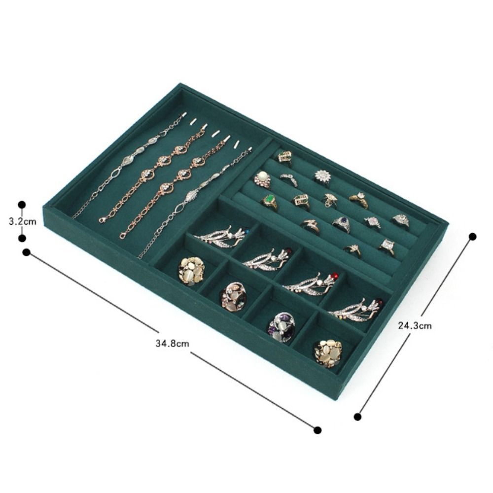 Dụng cụ sắp xếp trang sức CHEESELY, Khay đựng đồ trang sức màu xanh nhung, Chất lượng cao một lớp Vòng tay dung tích lớn Tấm lưu trữ Trang sức Màn hình hiển thị