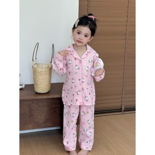 Phiên Bản Hàn Quốc Bộ Đồ Ngủ Bé Gái Dài Tay Bé Gái Hoạt Hình Dễ Thương Thời Trang Homewear Phù Hợp Với