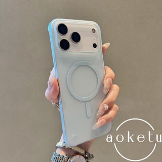 Thích hợp cho vỏ điện thoại iPhone 17 Promax, túi nửa lỗ lớn mờ nhẹ Apple 16 Pro không viền, tản nhiệt đơn giản 17air, vỏ cứng từ tính 15