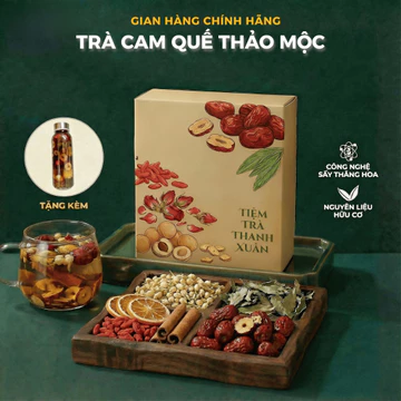 [Combo Trà + Bình thuỷ tinh] -Trà detox cam quế mix thảo mộc 15 gói + Bình Thủy Tinh Pha Trà 500ml