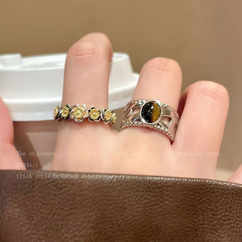 Thời trang nữ - Nhẫn hình bầu dục màu sắc bền lâu, thiết kế vintage melange