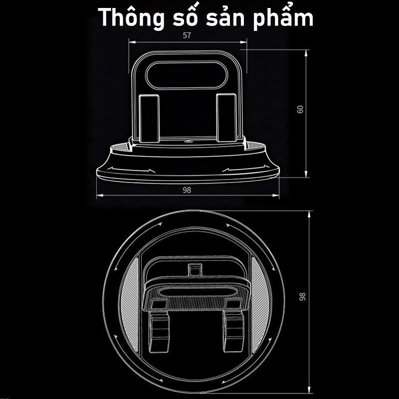Giá đỡ điện thoại ô tô xoay 360°, gắn bảng điều khiển linh hoạt, chắc chắn, thao tác dễ dàng