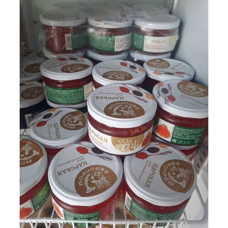 Trứng cá hồi đỏ Nga nhập khẩu 220g hộp thủy tinh ăn liền Thức Ăn Ăn Vặt