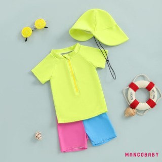 MG-Toddler Bé Trai Rash Guard Bộ 3 Bộ Đồ Bơi Tay Ngắn Áo Rùa In Quần Bơi Mũ Bơi Bộ Đồ Tắm