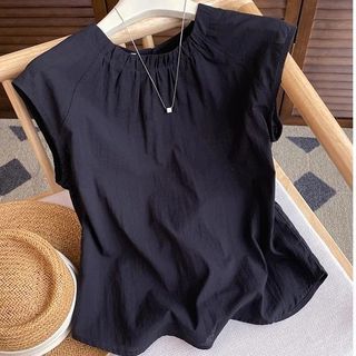 Áo sơ mi voan pháp retro màu đen, thiết kế mới 2025, mỏng và nhẹ cho ngày thường