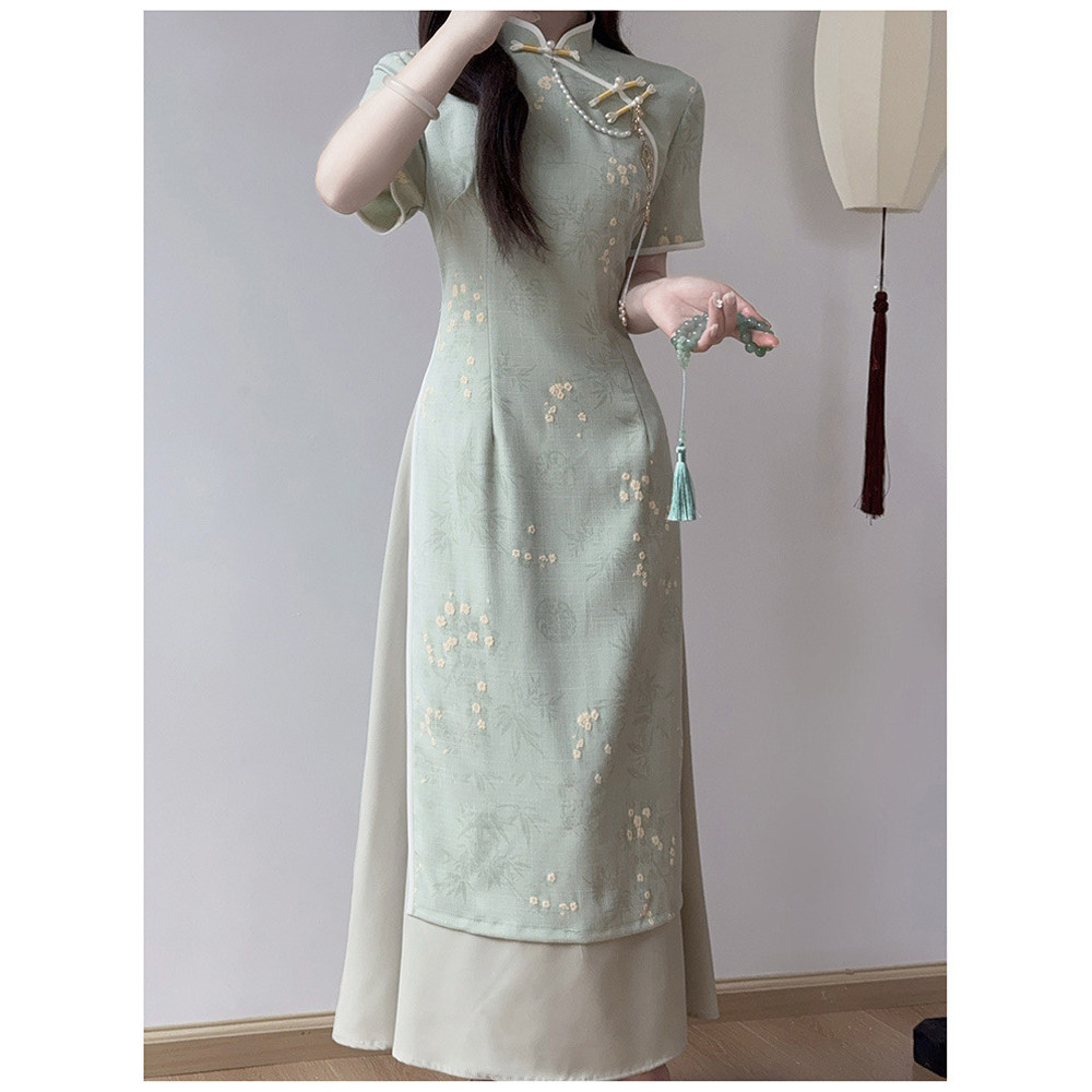 Đầm sườn xám nữ, mẫu mới mùa hè, phong cách Trung Hoa hiện đại, trang phục trẻ trung và thanh lịch