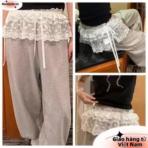 Váy Mini ren NORDICLIFE, Váy dạo phố Harajuku Y2K Ren Xù, Váy thêu hoa Ruched Trang trí quần jean
