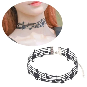 Yoo 2 Chiếc Hợp Kim Đen Đa Năng Note Vòng Cổ Dây Đeo Cổ Phù Hợp Với Kích Thước Cổ 30-39cm