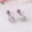 Bông Tai Punk Crystal Ball Stud Thép Không Gỉ Trang Sức Tai Xuyên Thấu