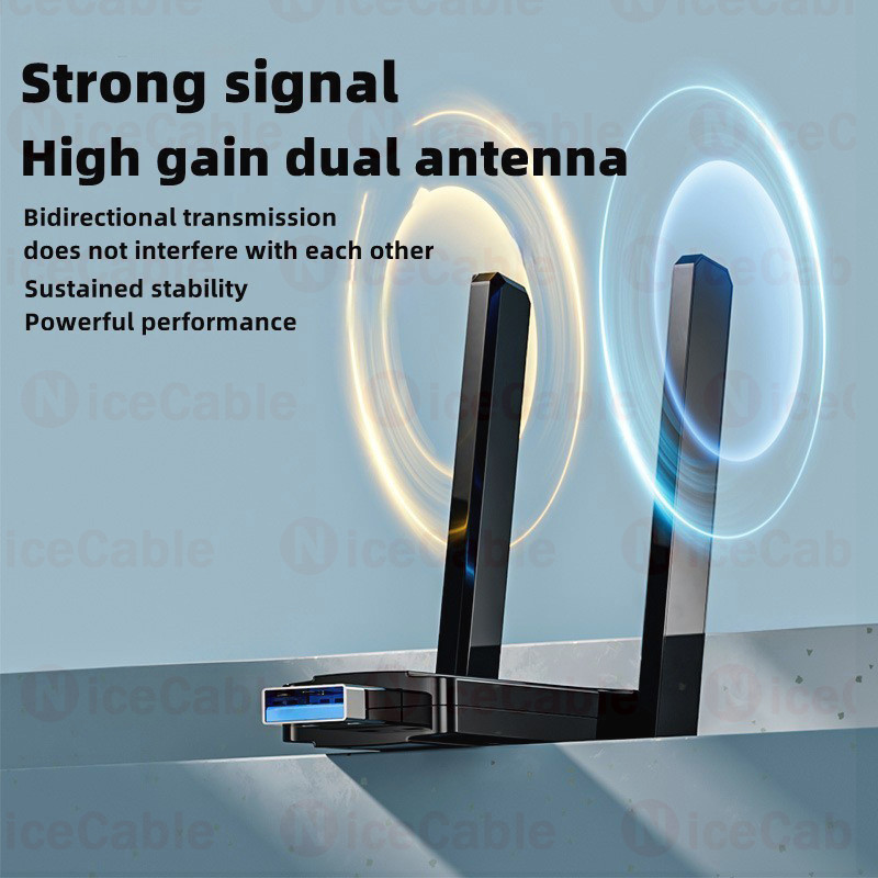 Card mạng không dây băng tần kép 2.4G + 5G 1800M USB3.0 Bộ chuyển đổi WiFi Trình điều khiển Bộ thu WiFi miễn phí Dongle cho PC Laptop