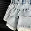 AWNGD Bé Gái Quần Short Denim, Thiết Kế Nơ Quần Short Mùa Hè Nhiều Lớp, Thắt Lưng Co Giãn Viền Ren Thời Trang Nữ Thanh Lịch Tầng Váy Phong Cách Hàn Quốc