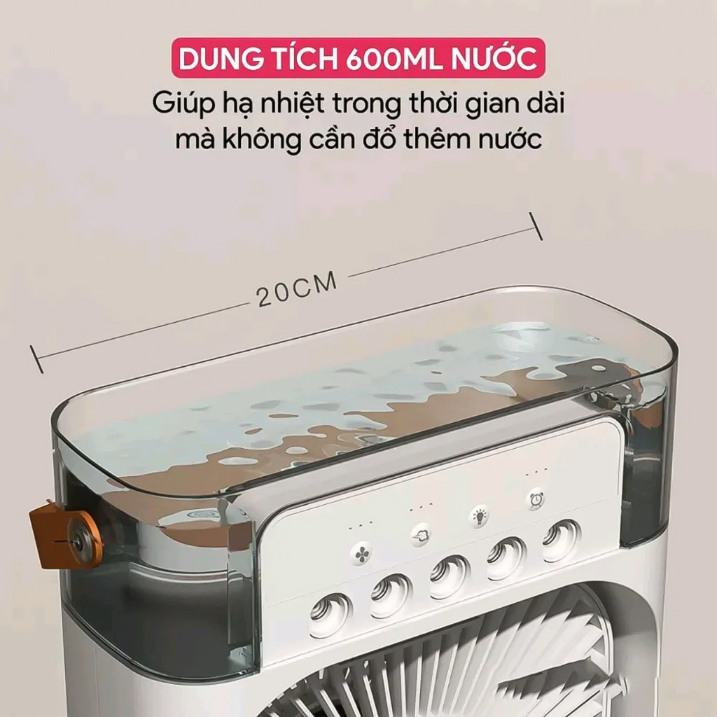 Quạt Điều Hòa Hơi Nước Mini - Quạt Phun Sương Mini Làm Mát Để Bàn 3 chế độ tích hợp đèn led 7 Màu