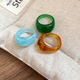 Bộ 3 Nhẫn Nữ Nhựa Retro Đáy Dày, Nhẫn Thời Trang, Đơn Giản, Đa Năng