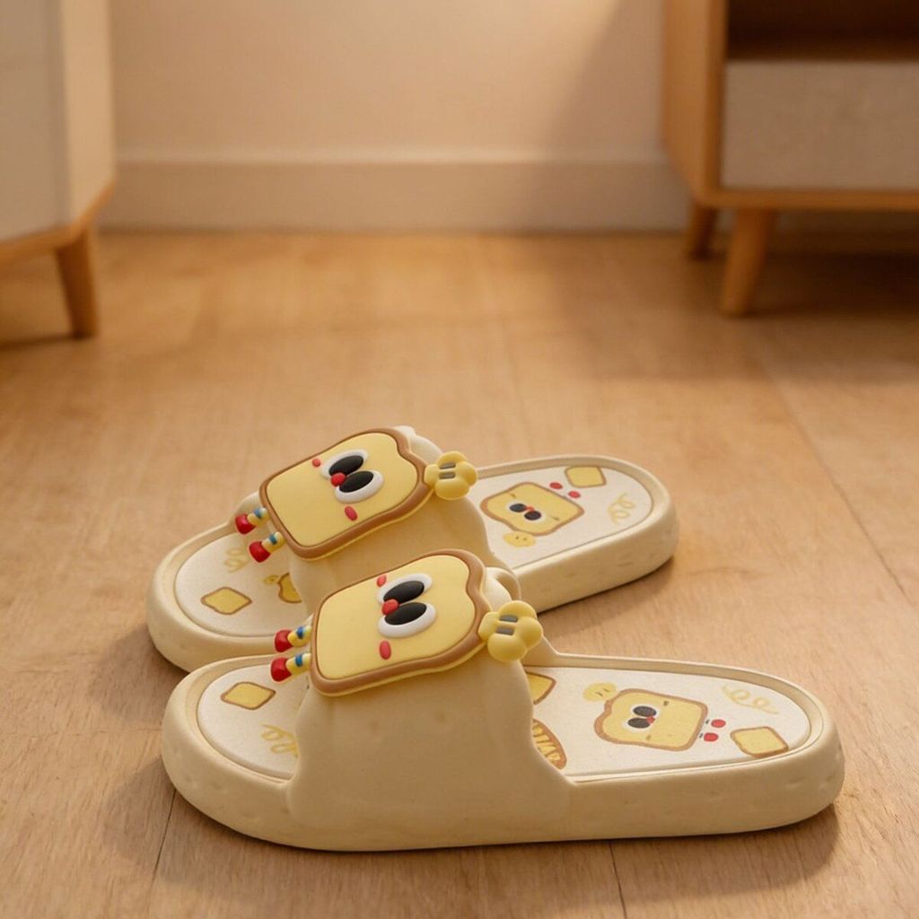 Sáng Tạo Bánh Mì Nướng Hoạt Hình Dép Đế Dày Nữ Mùa Hè Mặc Ngoài Thoải Mái Flip-Flops Nữ EVA Dép Dép