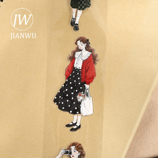 JIANWU 55mm * 6m Vintage Forest Girl Nhân Vật Phong Cảnh Chất Liệu Cắt Băng Thêu Sò PET Sáng Tạo DIY Tạp Chí Văn Phòng Phẩm