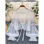 Áo Len Cardigan Mùa Hè Kèm Váy Đeo Chéo Ren Voan và Khăn Choàng Phối Hợp Dễ Thương