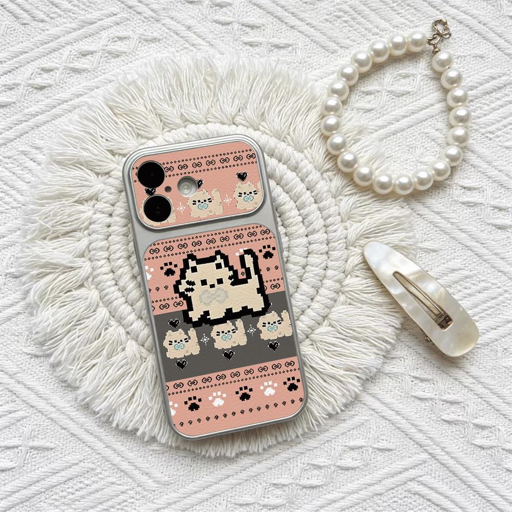 Pixel Cat dệt cho trường hợp iPhone 17Air iPhone 15/14 Corning Case