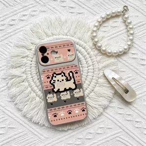 Pixel Cat dệt cho trường hợp iPhone 17Air iPhone 15/14 Corning Case