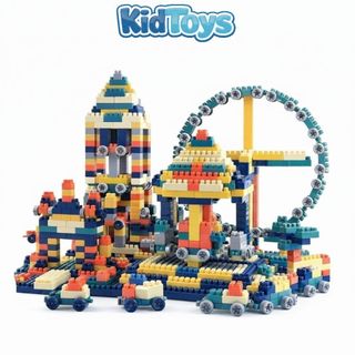 Hộp lắp ghép 520 chi tiết  KidToys – bộ xếp hình công viên giải trí phát triển tư duy cho bé