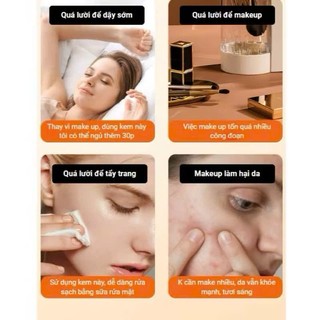 (combo 2)Kem Lười Nâng Tone VC QHOO 30g, Kem Che Khuyết Điểm Gấp 5 Lần Vitamin C, Kem Makeup Giúp Sáng Mịn