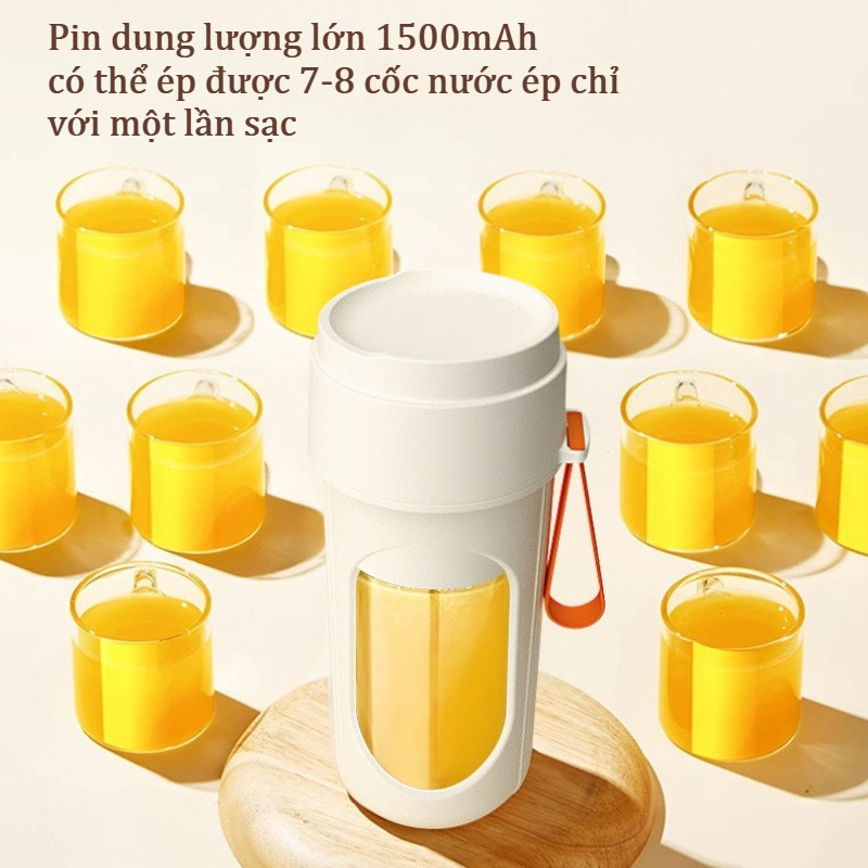 Máy Xay Di Động 450ml, Máy Ép Trái Cây Cầm Tay, Có Thể Sạc USB, Nắp Đôi Kèm Ống Hút, Dây Đeo Tiện Lợi, Xay Đá
