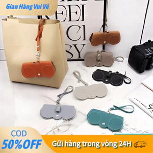 【48h】Túi đựng kính da PU màu đen nâu chống nước nhẹ, lót vải mềm, không làm xước tròng, dùng hàng ngày hoặc đi xa.
