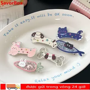 SAVORBOX Kẹp Tóc Sequin Sáng Bóng Hình Chó, Xương, Mèo và Cá Nhỏ - Thời Trang Thanh Lịch dành cho Nữ