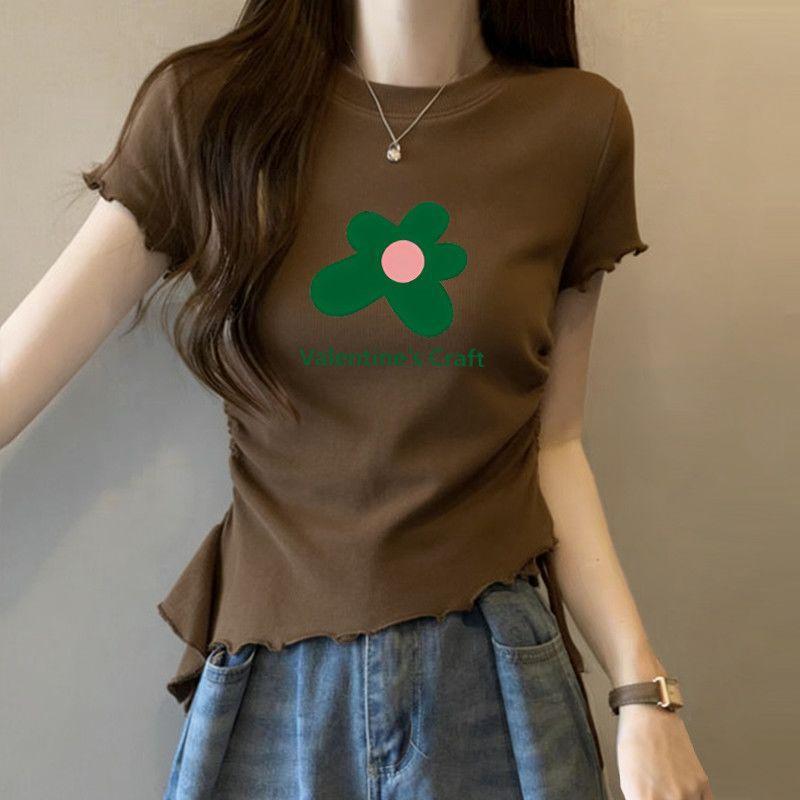 Áo thun ngắn tay nữ style Hàn Quốc, thiết kế độc đáo, form slim-fit