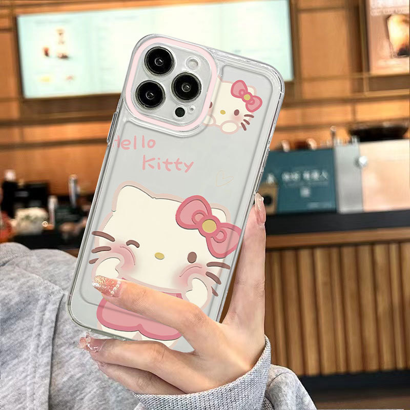 Ốp lưng iPhone trong suốt họa tiết tinh tế với Hello Cat IP 7/8/X/XS/11/12/13/14/15/16/17/Plus/Pro/Max/Air