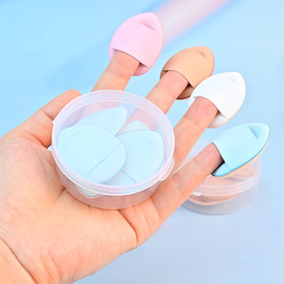 5 Miếng Phấn Ngón Tay Có Hộp Bảo Quản, Miếng Bọt Biển Trang Điểm Mini Dụng Cụ Trang Điểm Làm Đẹp Mềm Mại