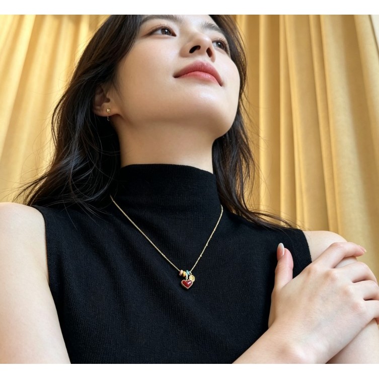 Mặt dây chuyền màu đỏ nhiều màu sắc, an toàn cho vòng cổ nữ dài