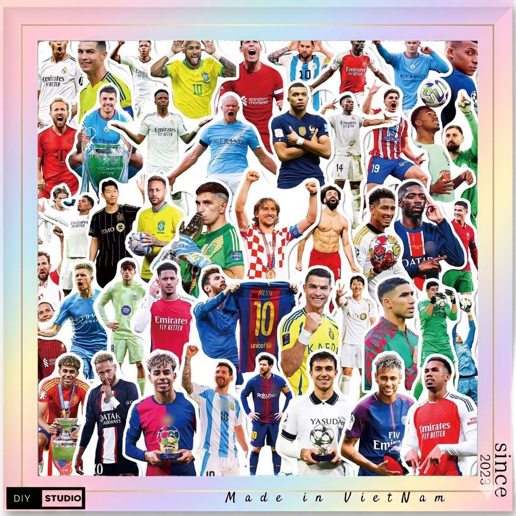 100 sticker cầu thủ bóng đá phù hợp trang trí chuẩn bị world cup 2026 chống nước tốt