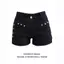 American Hot Girl Black Denim Đinh tán Quần short siêu cạp thấp Thiết kế dáng ôm hơn Khiêu vũ Quần nóng gói Hip Hợp thời trang