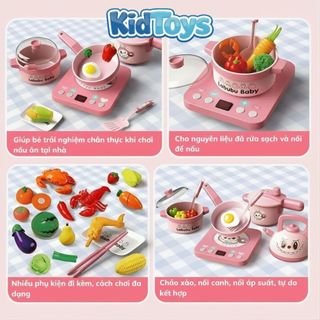 Đồ chơi nhà bếp có âm thanh KidToys Hình Gấu & Labubu – bộ nấu ăn mini cho bé