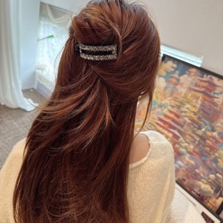Kẹp Tóc Duôi Ngựa Cao Cấp với Kim Cương Giả Sáng Bóng, Khóa Dọc