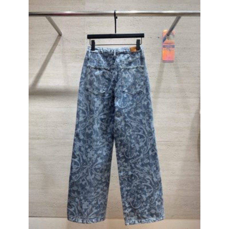 Quần dài in họa tiết Denim lưng cao mới dành cho nữ
