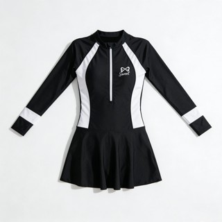 VáY BơI LiềN ThâN Nữ MẫU MớI Tay DàI NgắN Polyester KhóA KéO PhốI MàU đồ BơI