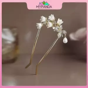 MYPANDA - Kẹp tóc hình chữ U handmade họa tiết Lily of the Valley vintage, phù hợp với style Hanfu