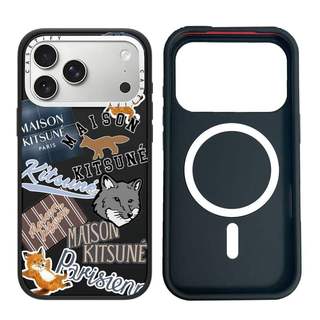 CASECASE X Maison Kitsune Fox Sticker Case White Camera Ring Edition Matte Đen Cứng Hút Từ Tính Tác Động Dành Cho Apple IPhone 13 14 15 16 17 Pro Max Air Plus Có Hộp