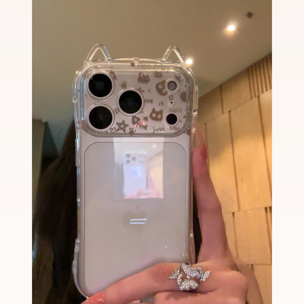 Mèo Xương Cá Thích Hợp Cho Apple 17Promax Vỏ Điện Thoại IP16 Tai Mèo 15 Trong Suốt 14 Nữ 13 Bìa Mềm 2025.12.24