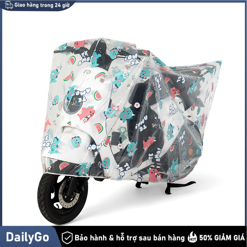 Áo xe máy cỡ lớn bảo vệ toàn diện, Bạt Trùm, Xe Máy, Nhựa PEVA trong suốt, In họa tiết, 2m2x1m2