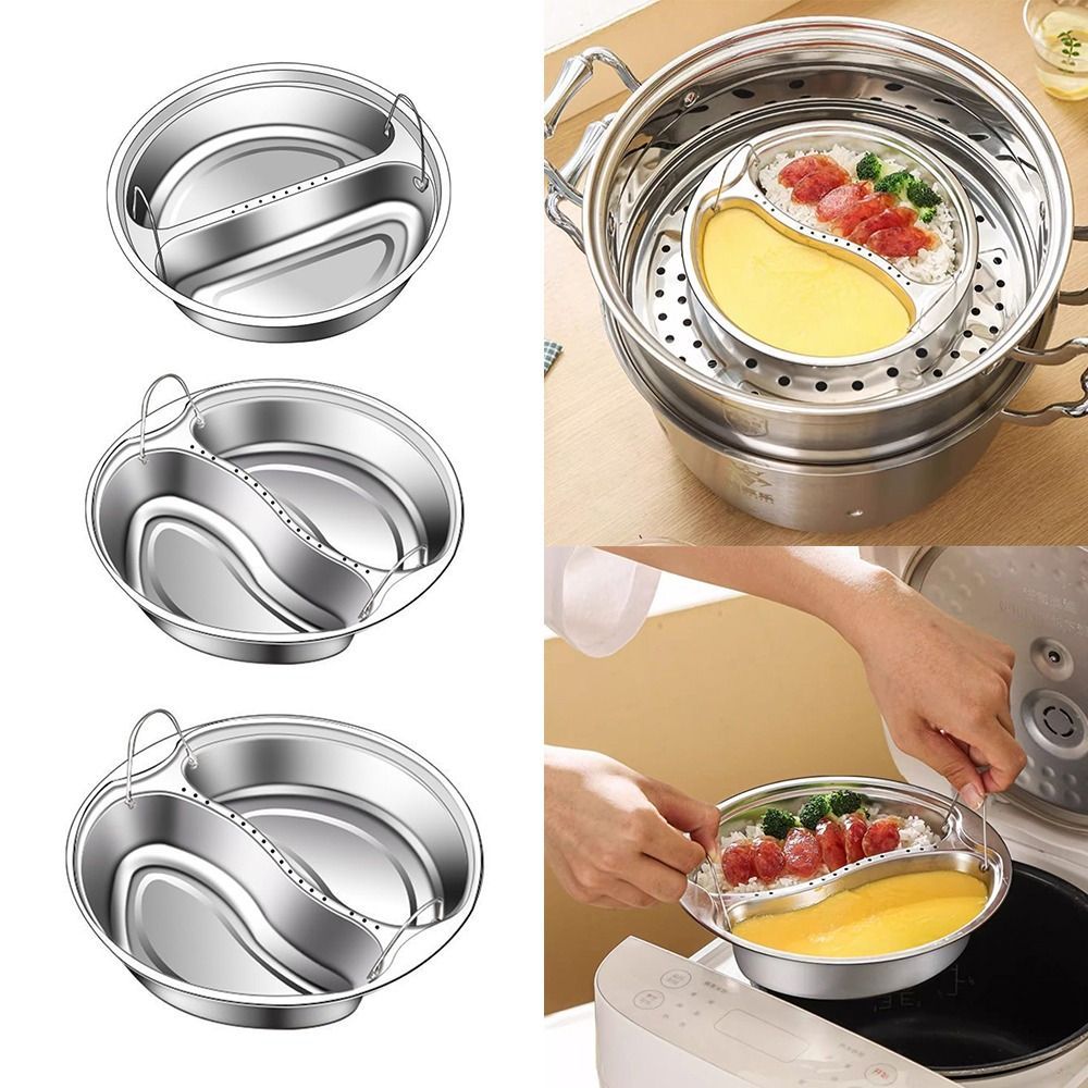 Khay hấp thực phẩm chia ngăn EDIWANY, Thép không gỉ 304 có tay cầm Máy hấp thực phẩm, Dụng cụ nấu ăn tròn có thể tái sử dụng Giỏ hấp có thể xếp chồng lên nhau cho trứng Thịt cá ngô