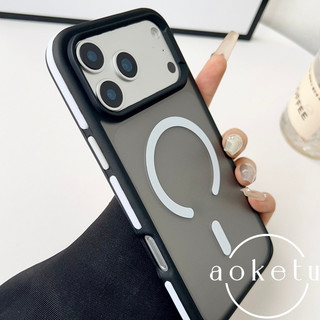 Đường viền chặn màu thích hợp cho vỏ điện thoại Apple 17promax, vỏ bảo vệ acrylic 16pro mờ iPhone Air dày, 15 vỏ cứng từ tính chống trượt
