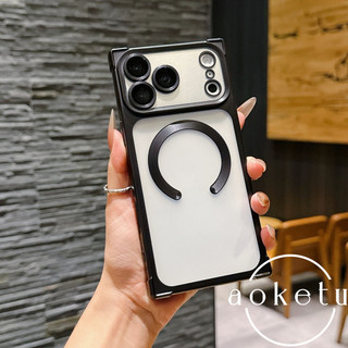 Ốp điện thoại từ tính mạ điện góc phải sang trọng phù hợp cho iPhone 13 14 15 16 17 Pro max vỏ mềm silicon chống rơi bốn góc