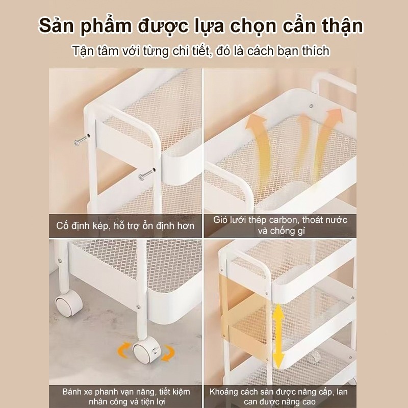 Xe Đẩy Spa thép giỏ Tải trọng 100kg Kệ sắt đa năng cao cấp Xe để đồ Nhiều màu sắc lựa chọn