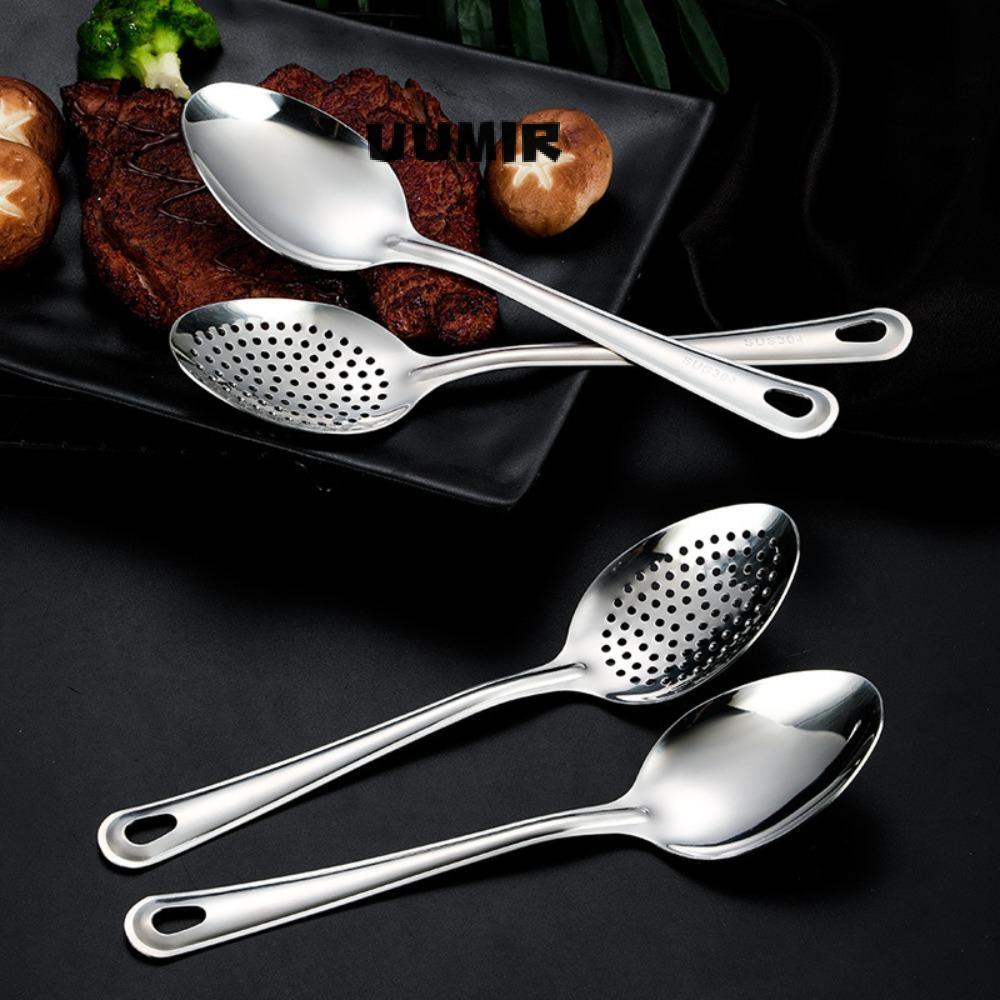 Muỗng Rây Lọc UUMIR, Thìa Lọc Inox 304 Lớn, Bộ Đồ Ăn Đục Lỗ Chất Lượng Thực Phẩm Muỗng Nhà Bếp