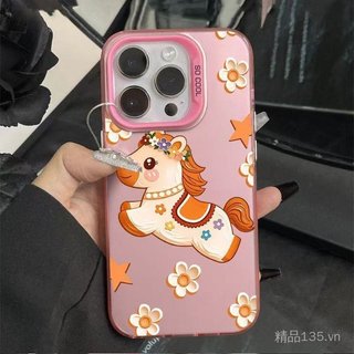 Tranh Sơn Dầu Pony Thích Hợp Cho 17Promax Vỏ Điện Thoại iPhone16 Vitality Case 15 Châu Âu Mỹ Phong Cách 14 13